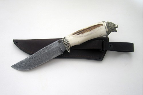 Нож "Куница" (торцевой дамаск) - работа мастерской кузнеца Марушина А.И.